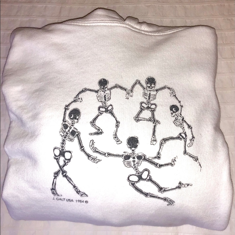 COPY - White Brandy Melville/Pacsun/J. Galt Cropped Dancing Skeleton Hoodie in …
